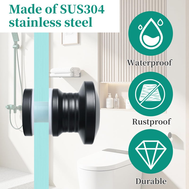 Alise Shower Glass Door Handle,Sliding Shower Doors Knob Single Side Pull Hardware Replacement Parts for Bathroom Glass Doors,Solid SUS304 Stainless Steel Knobs,Matte Black - Image 3